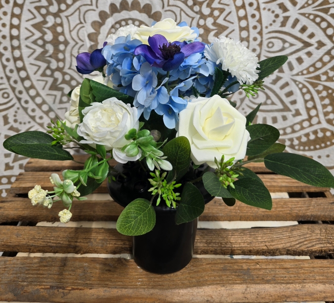 Blue and White Grave Pot Arrangement